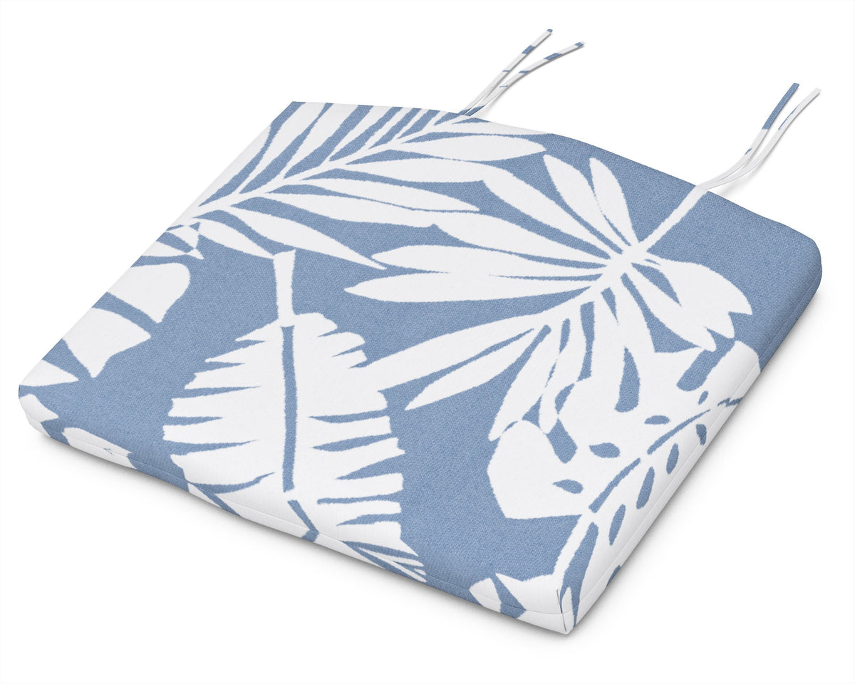 POLYWOOD Standard Seat Cushion 17"D x 20.5"W x 2.5"H in Leaf Sky Blue