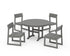 POLYWOOD EDGE Side Chair 5-Piece Round Farmhouse Dining Set in Slate Grey
