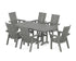 POLYWOOD Modern Curveback Adirondack 7-Piece Farmhouse Dining Set in Slate Grey