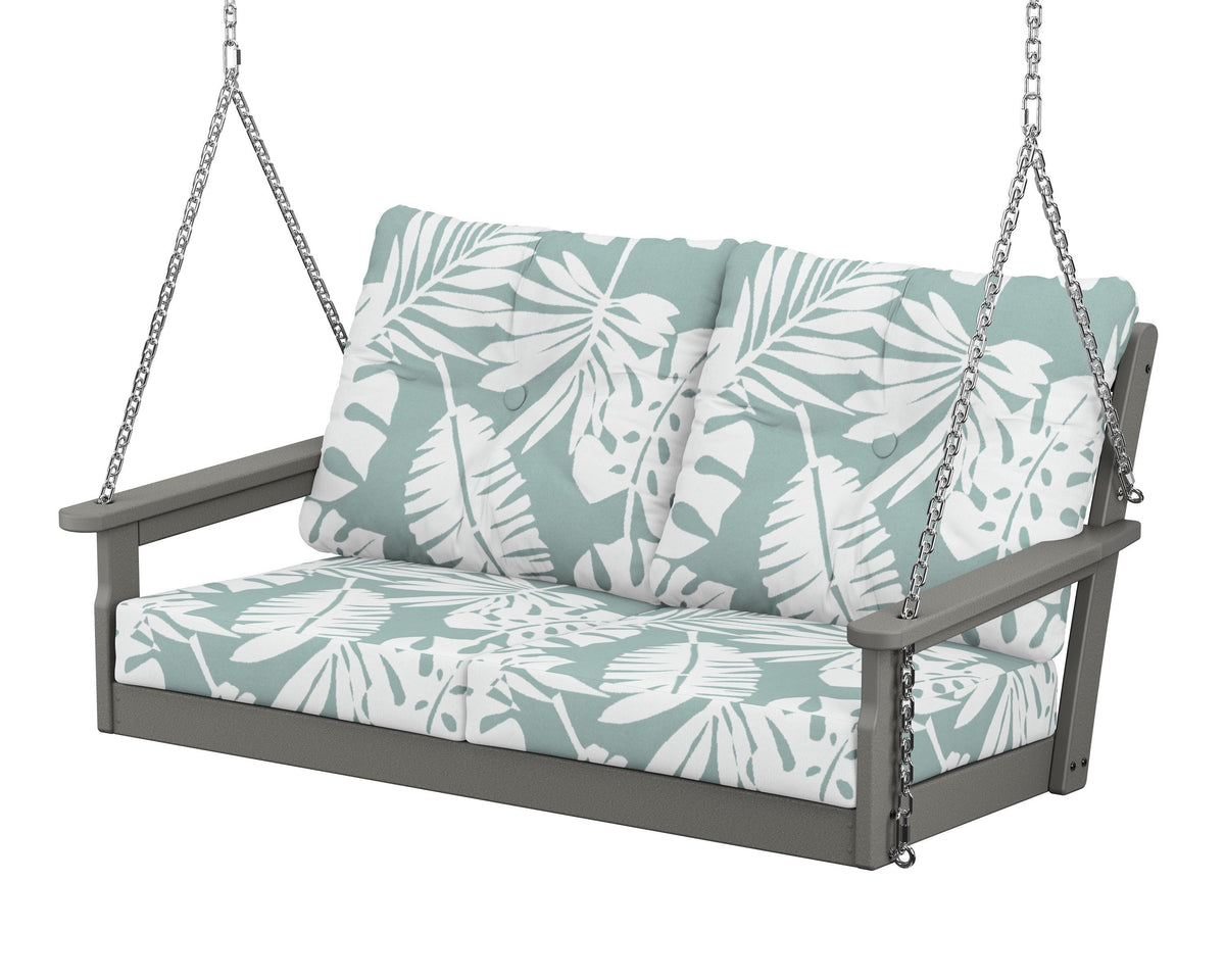 POLYWOOD Vineyard Deep Seating Swing in Slate Grey / Leaf Glacier Spa