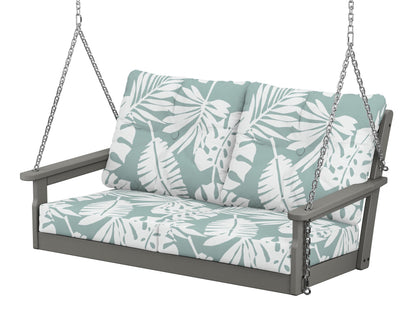 POLYWOOD Vineyard Deep Seating Swing in Slate Grey / Leaf Glacier Spa