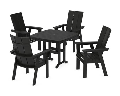 POLYWOOD Modern Curveback Adirondack 5-Piece Dining Set - 37" Table in Black
