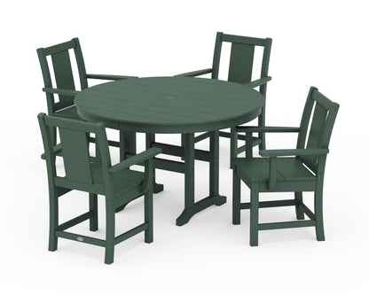 POLYWOOD Prairie 5-Piece Round Farmhouse Dining Set in Green