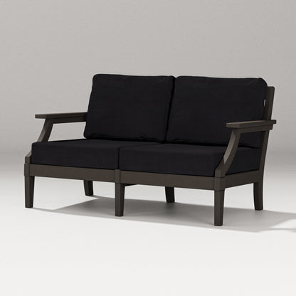 POLYWOOD Estate Loveseat in Vintage Coffee / Midnight Linen