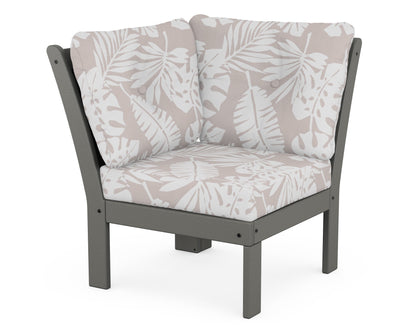 POLYWOOD Vineyard Modular Corner Chair in Slate Grey / Leaf Dune Burlap