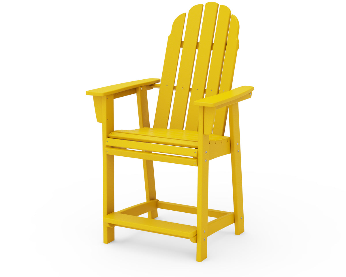 POLYWOOD Vineyard Curveback Adirondack Counter Chair in Lemon