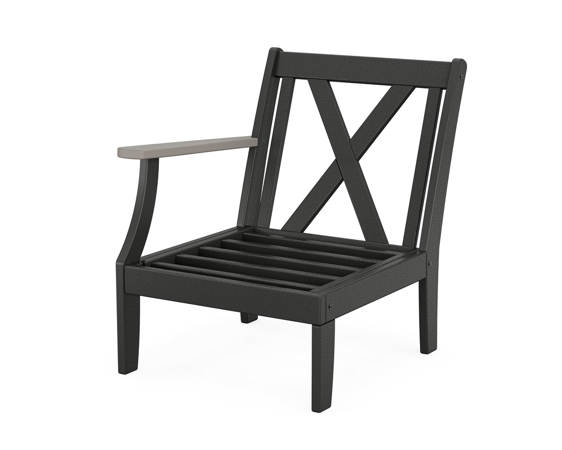 POLYWOOD Braxton Modular Left Arm Chair Frame in Black / Driftwood