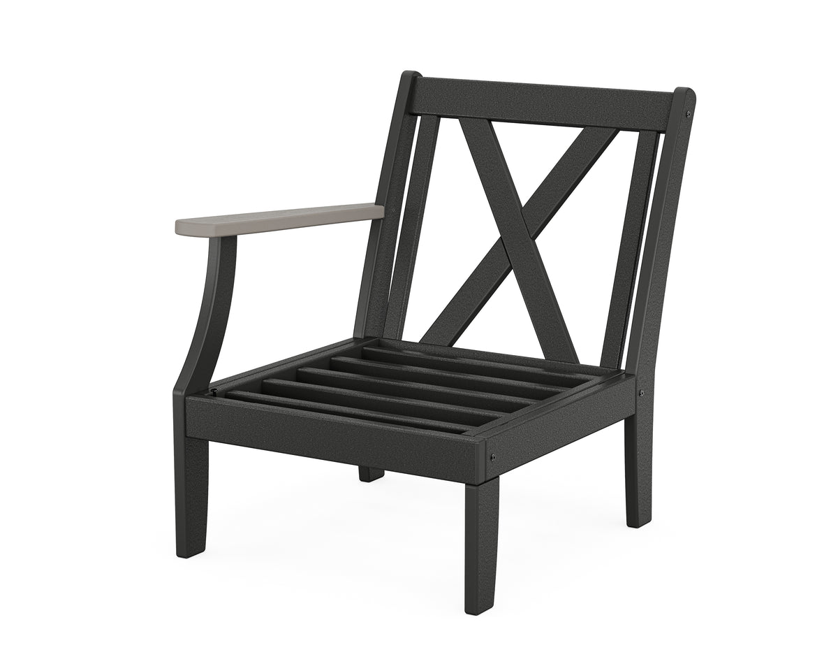 POLYWOOD Braxton Modular Left Arm Chair Frame in Black / Driftwood