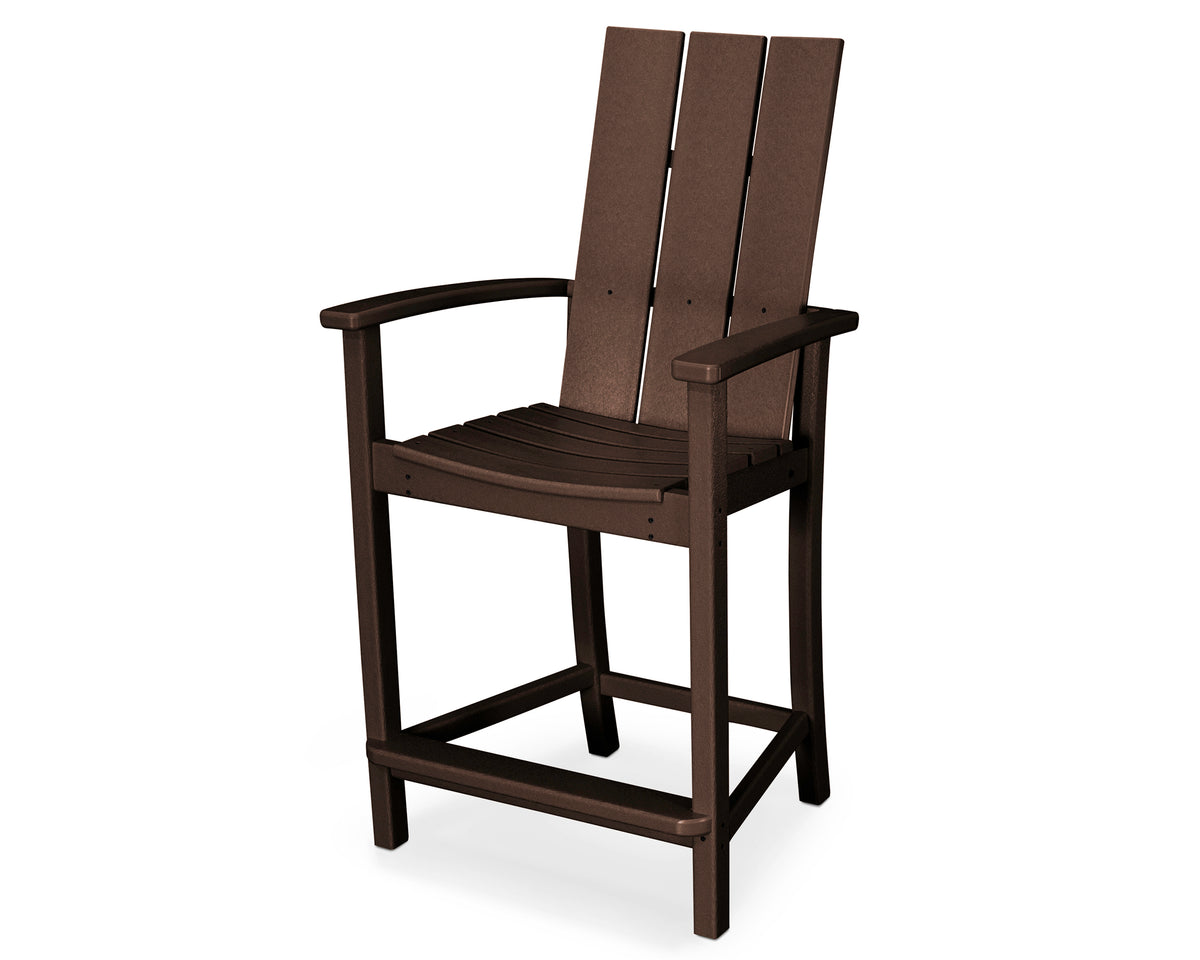 POLYWOOD Modern Adirondack Counter Chair in Mahogany