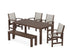 POLYWOOD Coastal 6-Piece Parsons Dining Set with Bench in Mahogany / Birch