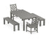 POLYWOOD Wovendale 5-Piece Parsons Dining Set with Benches in Slate Grey