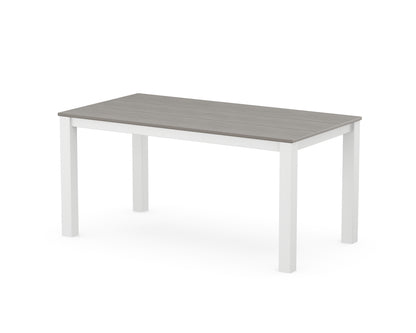 POLYWOOD Studio Parsons 34" X 64" Dining Table in White / Driftwood