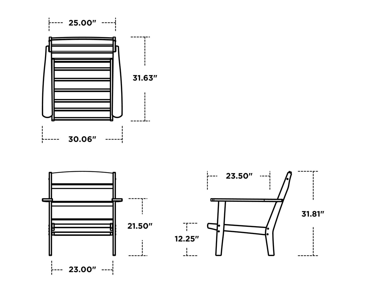 POLYWOOD Lakeside Deep Seating Chair dimensions