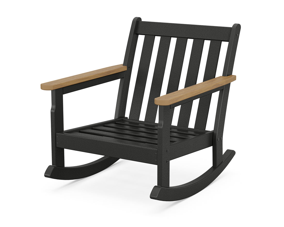 POLYWOOD Vineyard Deep Seating Rocking Chair Frame in Black / Natural