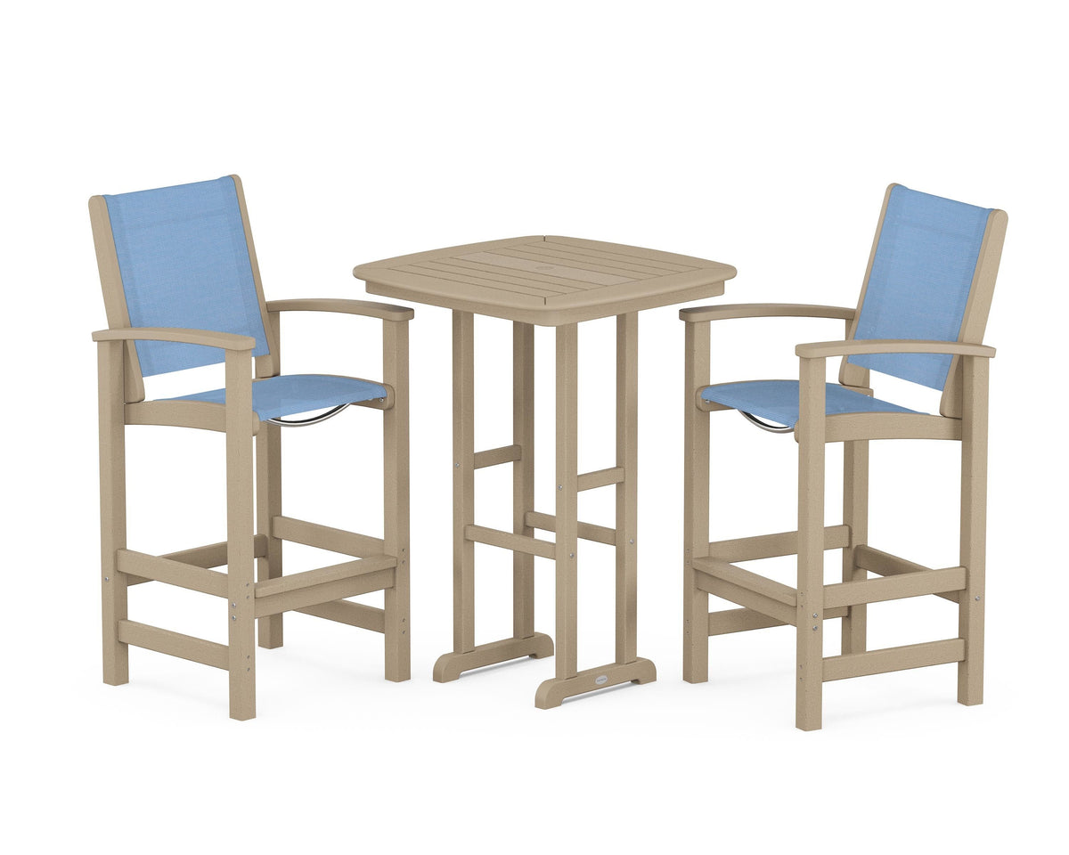 POLYWOOD Coastal 3-Piece Bar Set in Vintage Sahara / Poolside