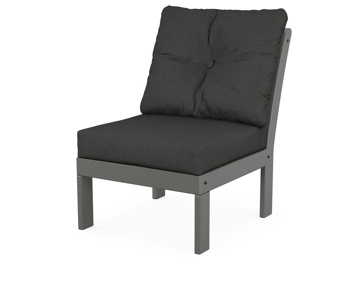 POLYWOOD Vineyard Modular Armless Chair in Slate Grey / Spectrum Carbon