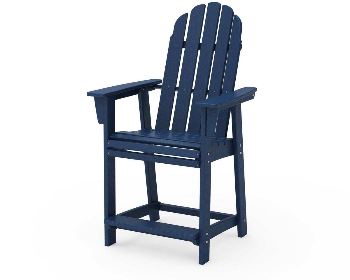 POLYWOOD Vineyard Curveback Adirondack Counter Chair in Navy