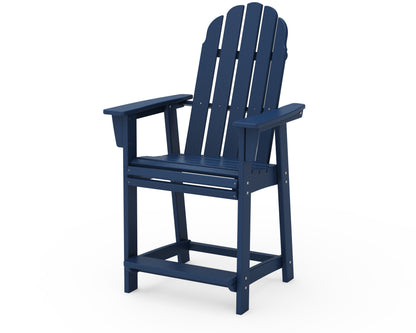 POLYWOOD Vineyard Curveback Adirondack Counter Chair in Navy