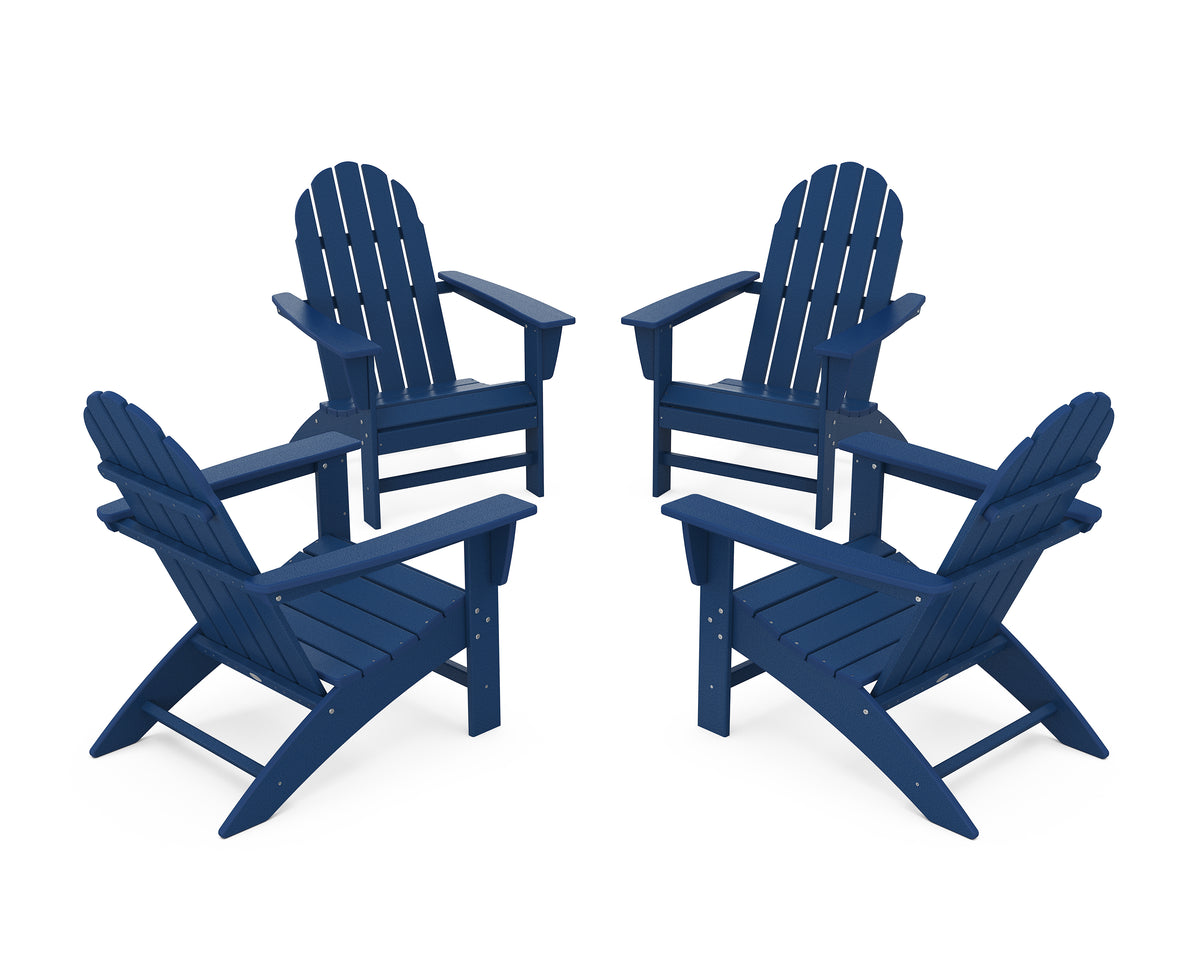 POLYWOOD Vineyard 4-Piece Adirondack Conversation Set in Navy