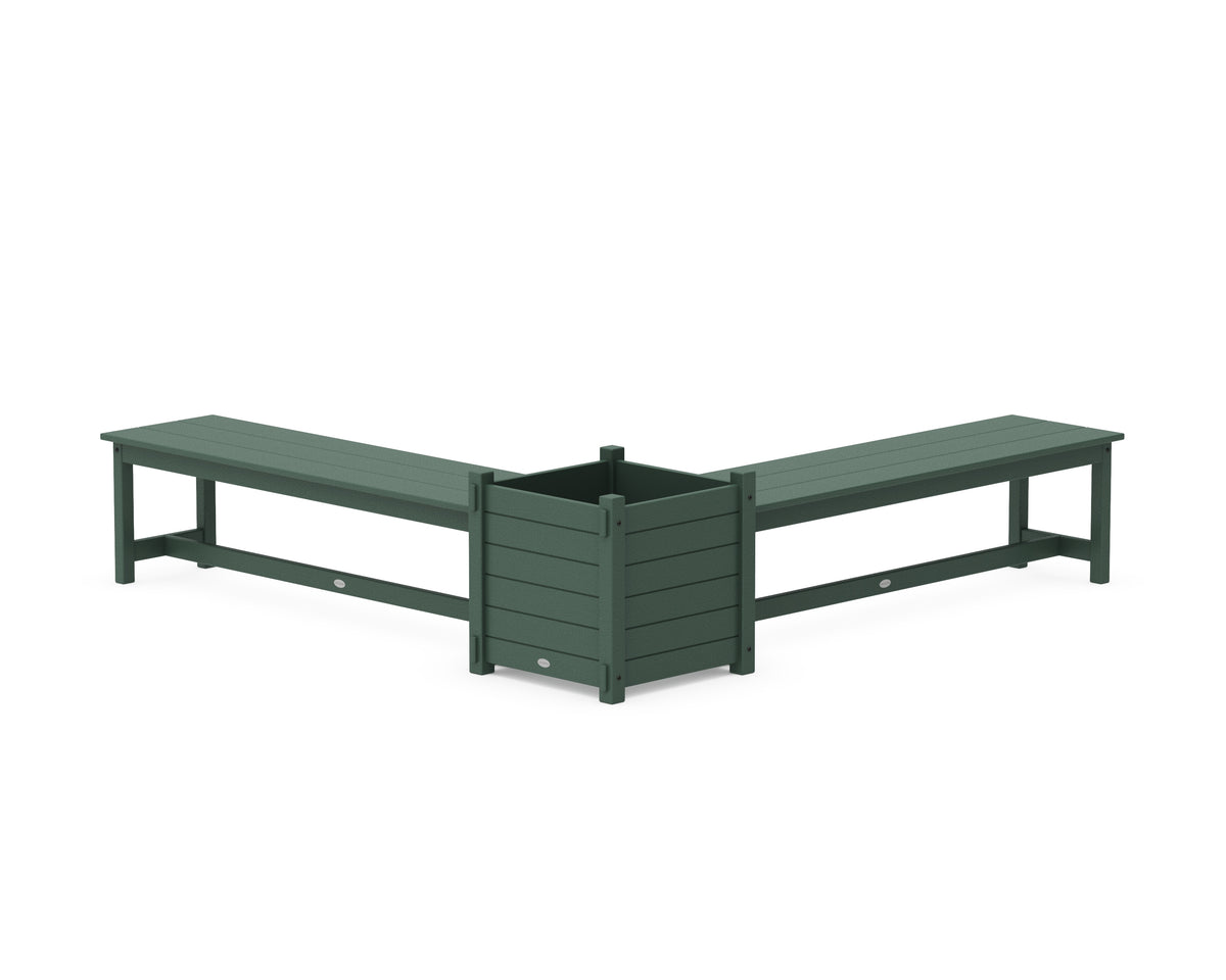 POLYWOOD 60" Nautical L-Shaped Planter Bench Set - Large in Green