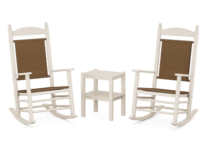 POLYWOOD Jefferson 3-Piece Woven Rocker Set in Sand / Tigerwood