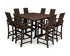 POLYWOOD Modern Adirondack 9-Piece Farmhouse Trestle Bar Set in Mahogany