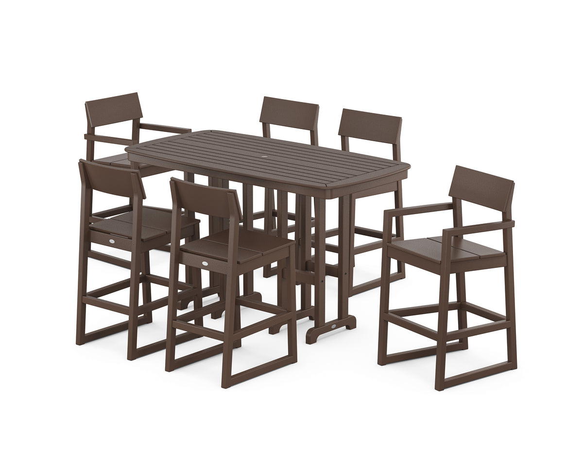 POLYWOOD EDGE 7-Piece Bar Set in Mahogany