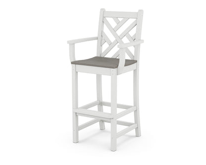 POLYWOOD Chippendale Bar Arm Chair in White / Driftwood