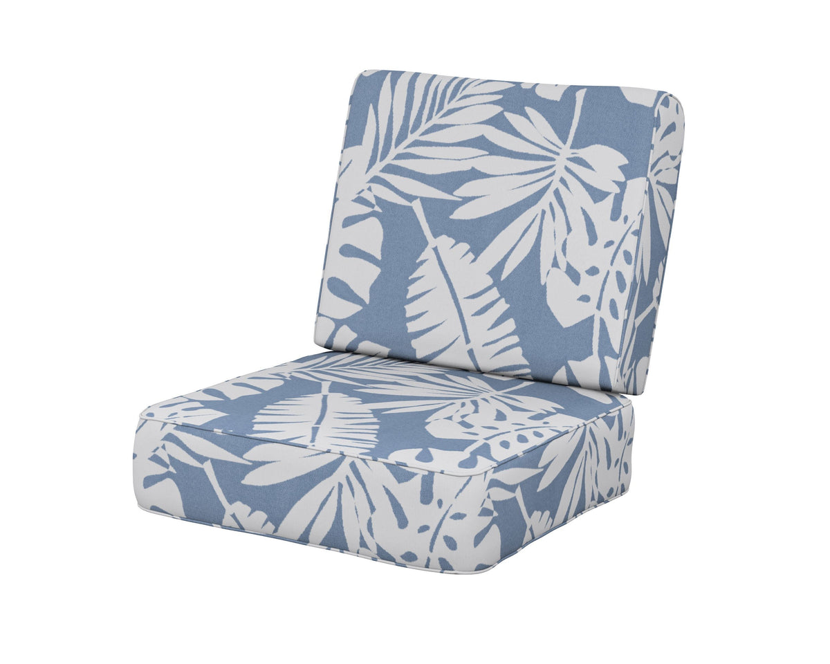 POLYWOOD Ateeva Harbour Seat and Back Cushion in Leaf Sky Blue