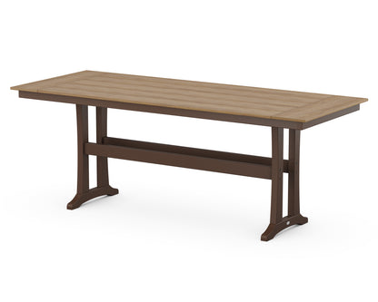 POLYWOOD Farmhouse Trestle 38" x 96" Counter Table in Mahogany / Natural