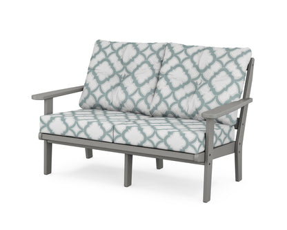 POLYWOOD Mission Deep Seating Loveseat in Slate Grey / Trellis Glacier Spa