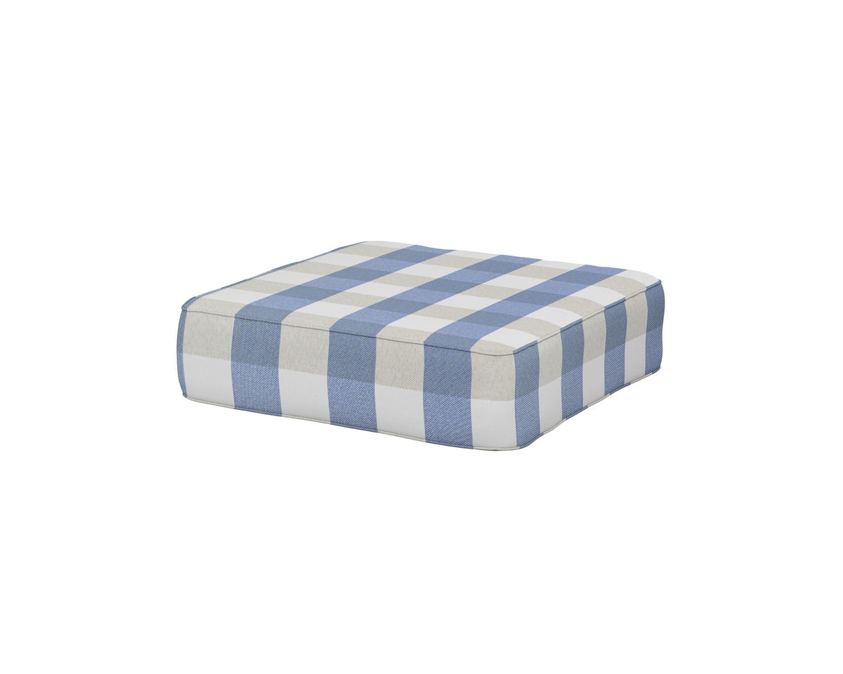 POLYWOOD Ateeva 4000 Ottoman Cushion in Buffalo Plaid Sky Blue