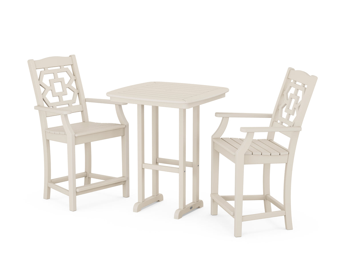POLYWOOD Chinoiserie 3-Piece Counter Set in Sand