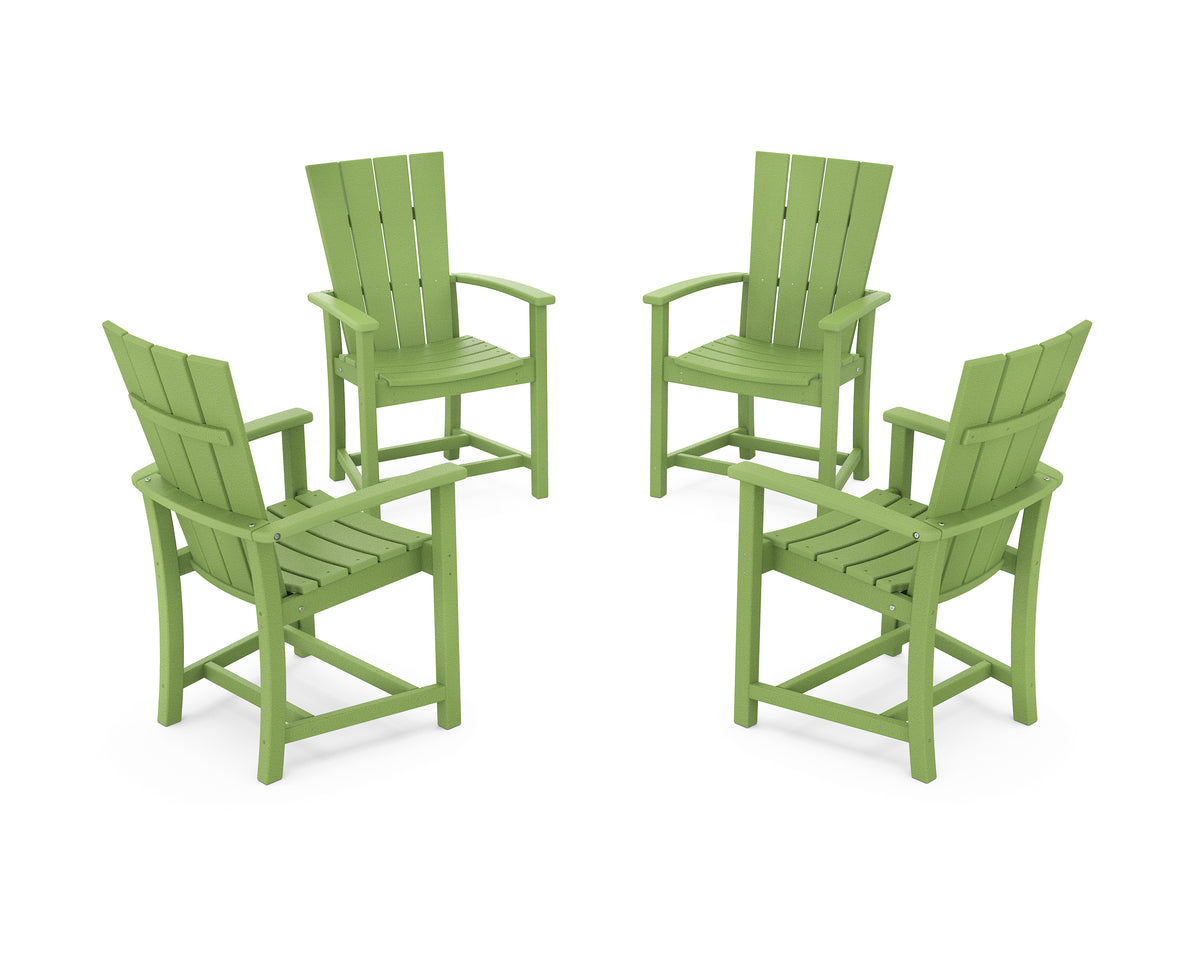 POLYWOOD Quattro 4-Piece Upright Adirondack Conversation Set in Lime
