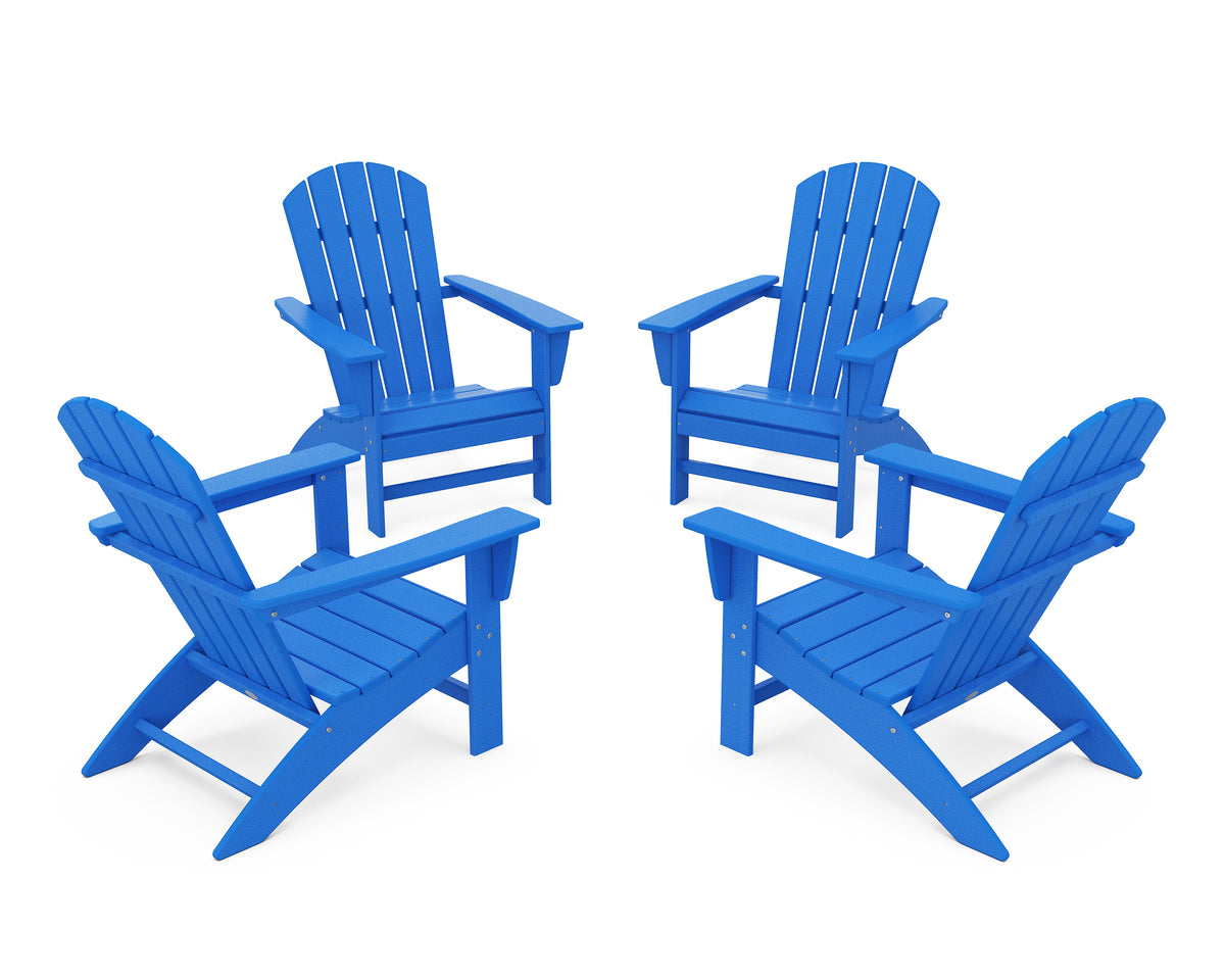 POLYWOOD Nautical 4-Piece Adirondack Conversation Set in Pacific Blue