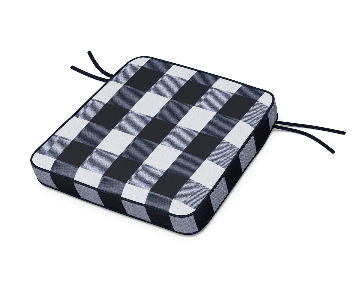 POLYWOOD Acadia Dining Arm Seat Cushion in Buffalo Plaid Marine Indigo