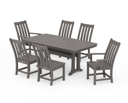 POLYWOOD Vineyard 7-Piece Dining Set with Trestle Legs in Driftwood