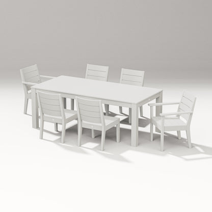 POLYWOOD Latitude 7-Piece Dining Set - 84" Table in Vintage White