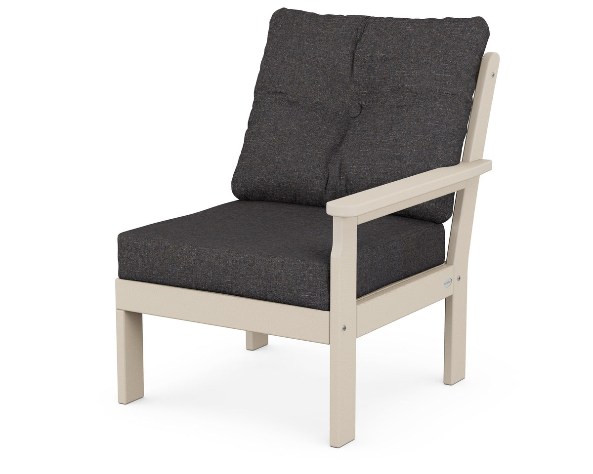 POLYWOOD Vineyard Modular Right Arm Chair in Sand / Ash Charcoal