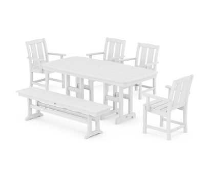POLYWOOD Mission 6-Piece Dining Set with Bench in White