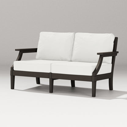 POLYWOOD Estate Loveseat in Vintage Coffee / Natural Linen