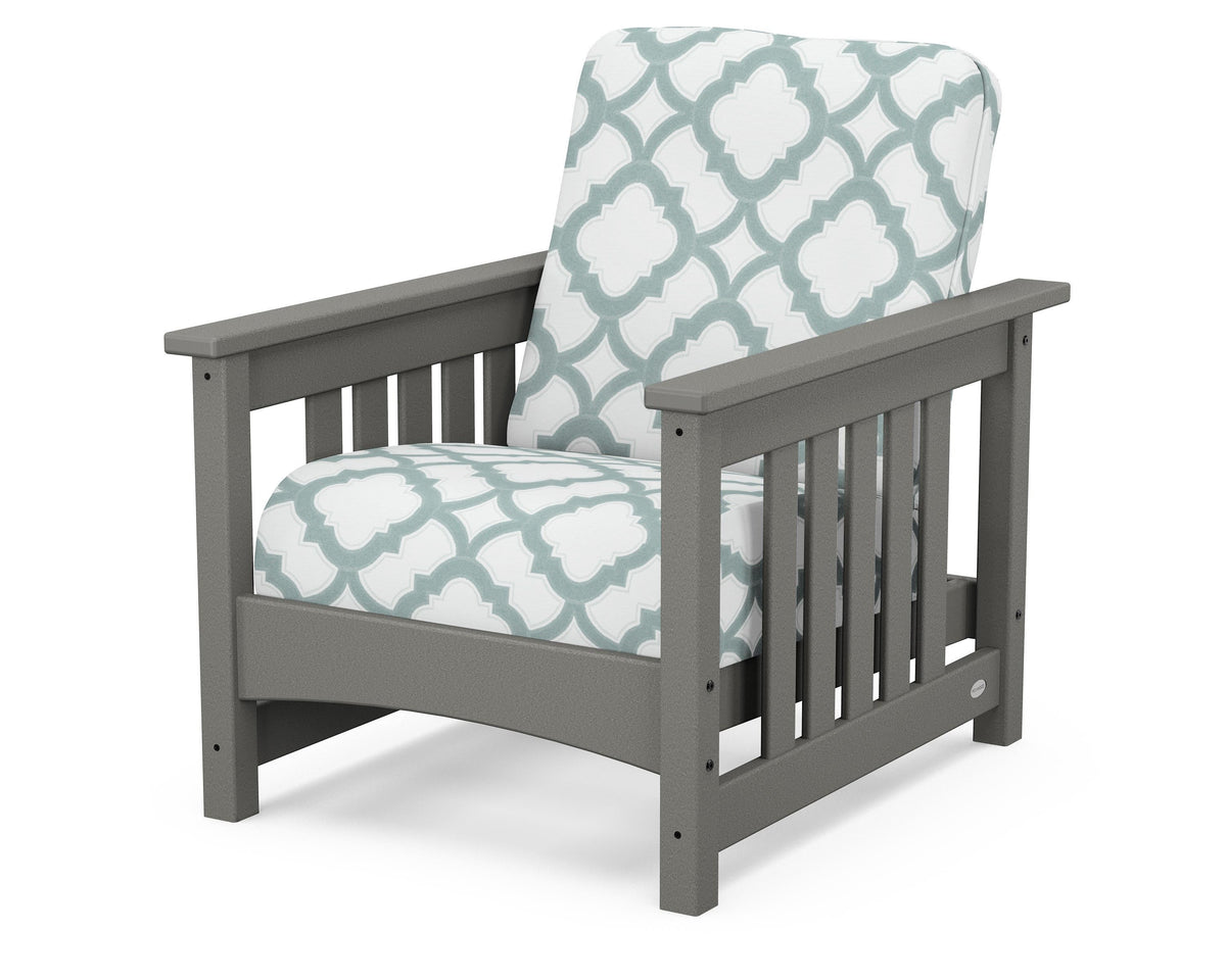 POLYWOOD Club Mission Chair in Slate Grey / Trellis Glacier Spa