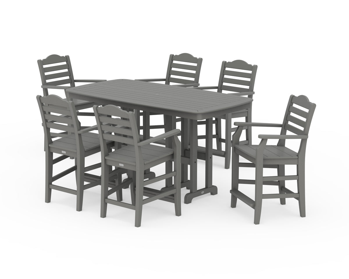 POLYWOOD Savannah Arm Chair 7-Piece Counter Set in Slate Grey