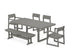 POLYWOOD EDGE 6-Piece Dining Set with Bench (EDGE 40" x 78" Table) in Slate Grey