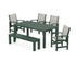 POLYWOOD Coastal 6-Piece Parsons Dining Set with Bench in Green / Birch