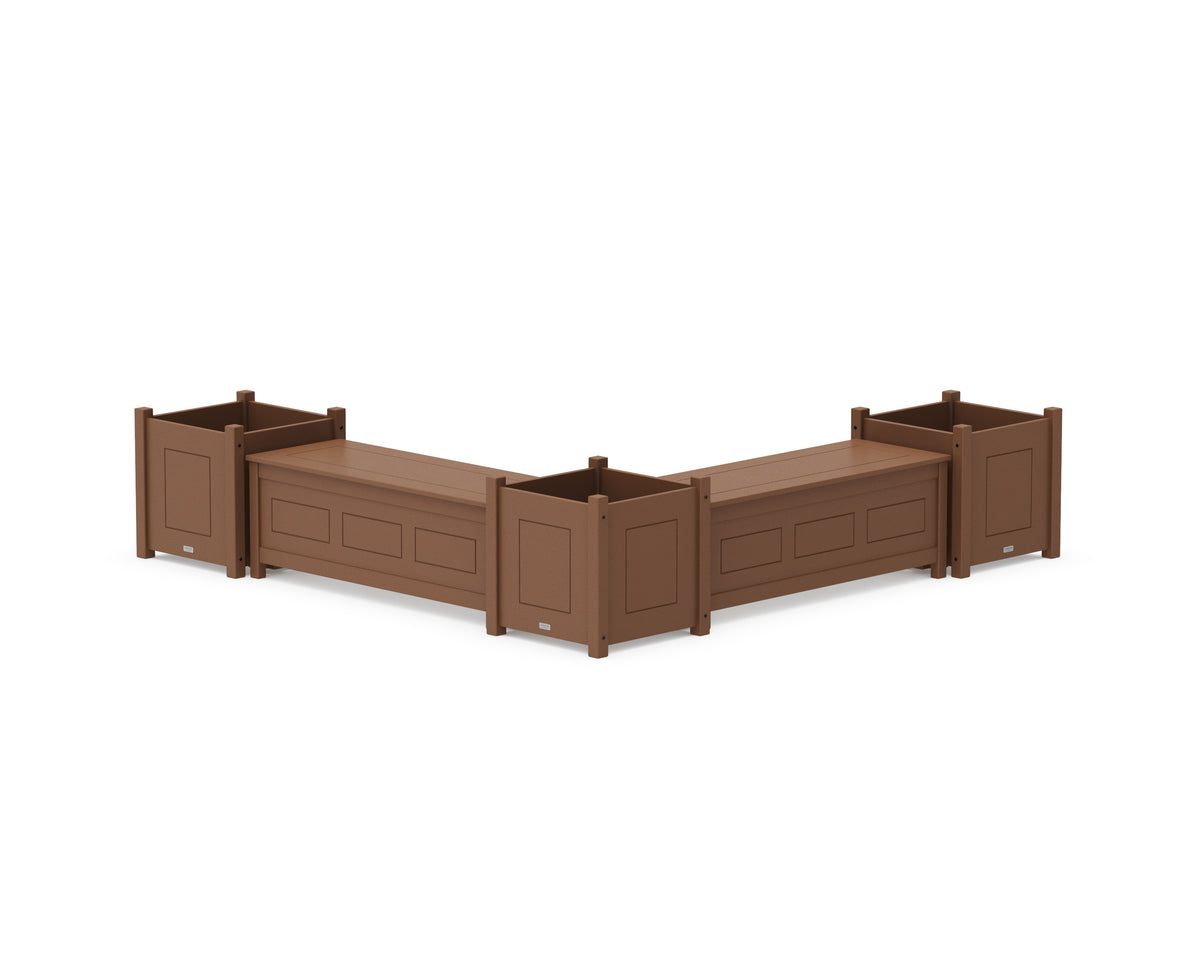 POLYWOOD 48" Country Living L-Shaped Planter Storage Bench Corner Set - Large in Teak
