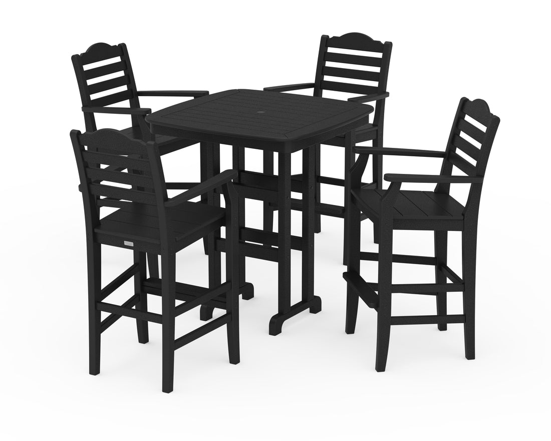 POLYWOOD Savannah 5-Piece Bar Set in Black