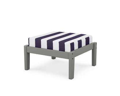 POLYWOOD Deep Seating Ottoman in Slate Grey / Cabana Stripe Navy