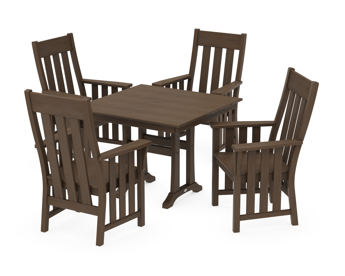 POLYWOOD Acadia 5-Piece Farmhouse Dining Set with Trestle Legs in Kona