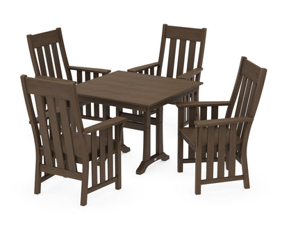 POLYWOOD Acadia 5-Piece Farmhouse Dining Set with Trestle Legs in Kona